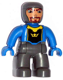 LEGO 47394pb057 Duplo Figure Lego Ville, Male Castle, Dark Bluish Gray Legs, Blue Chest, Blue Arms, Blue Hands