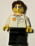 LEGO shell015 Shell - White Torso (Sticker), Black Legs, Dark Brown Short Tousled Hair, Glasses